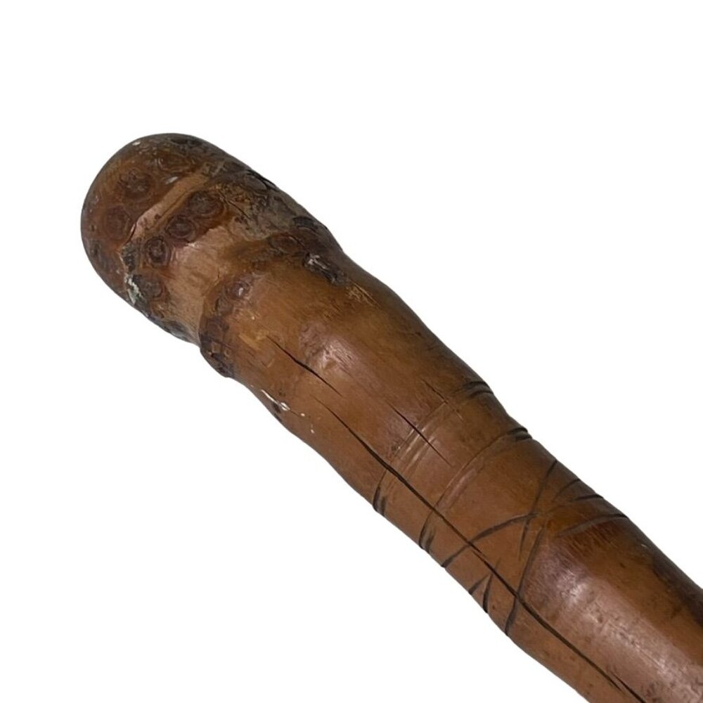 Vintage Knobby Cane Gentlemans Walking Stick Carved Engraved People Folk Art u - Picture 3 of 9